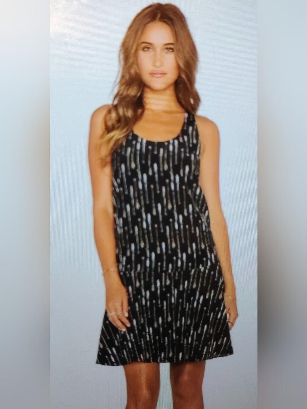 NWOT Joie Silk 'Arianna' Arrows- Feathered Black Tank Dress - Racerback Size S